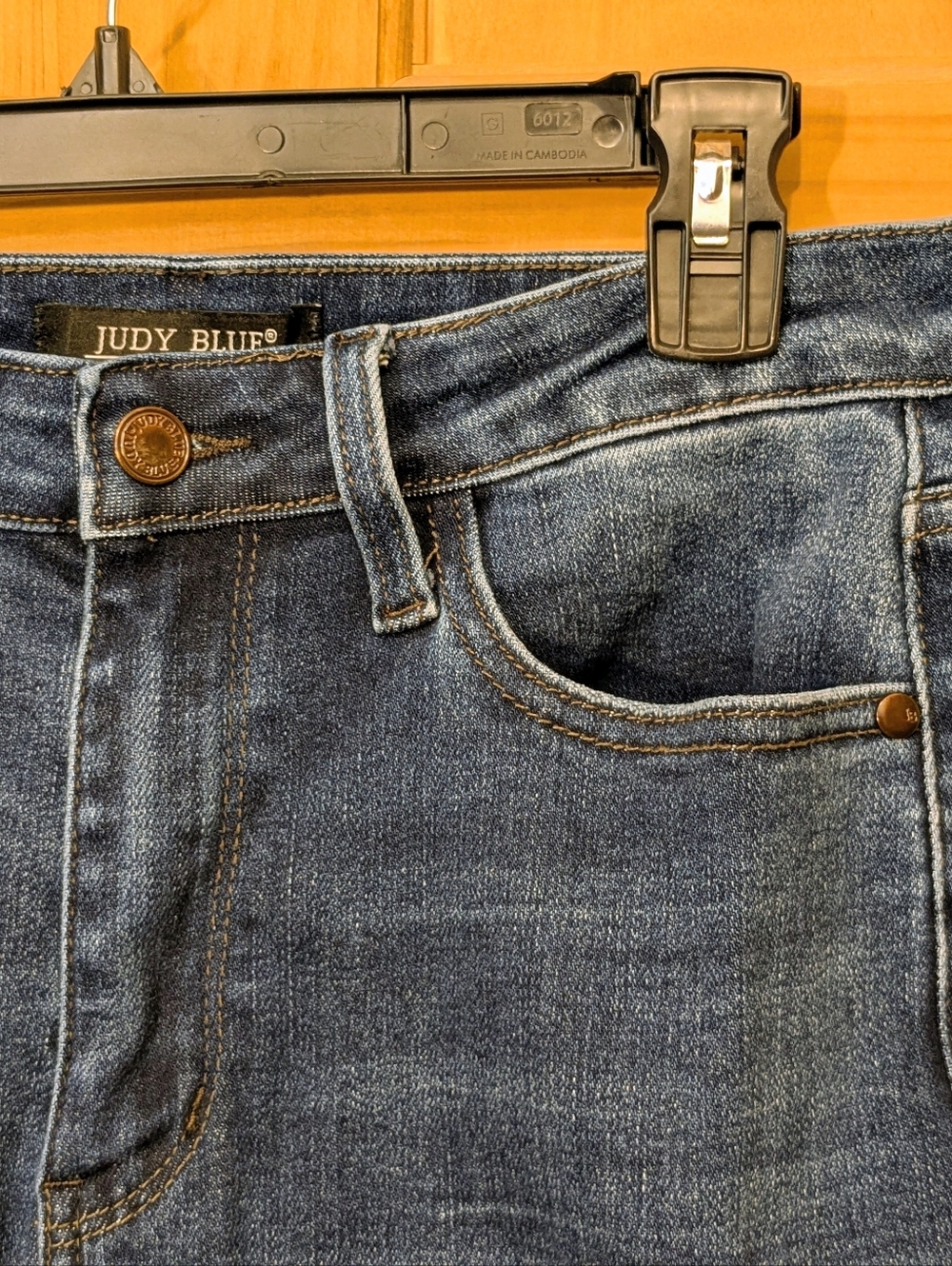 Judy Blue High Waist Dad Jeans Dark Wash Relaxed Distressed Straight 7/28 Denim - Picture 9 of 13